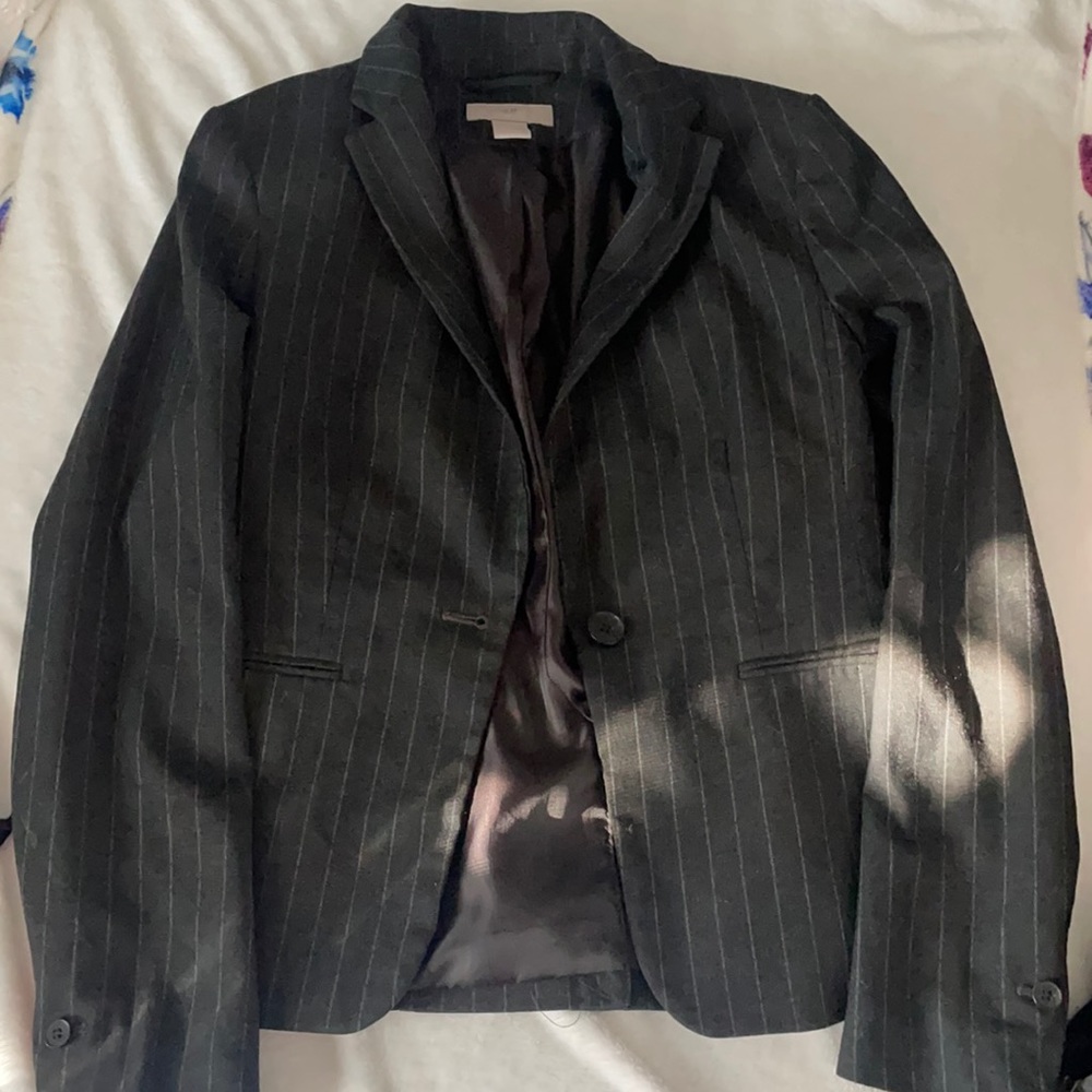 Striped Black and Gray Blazer
